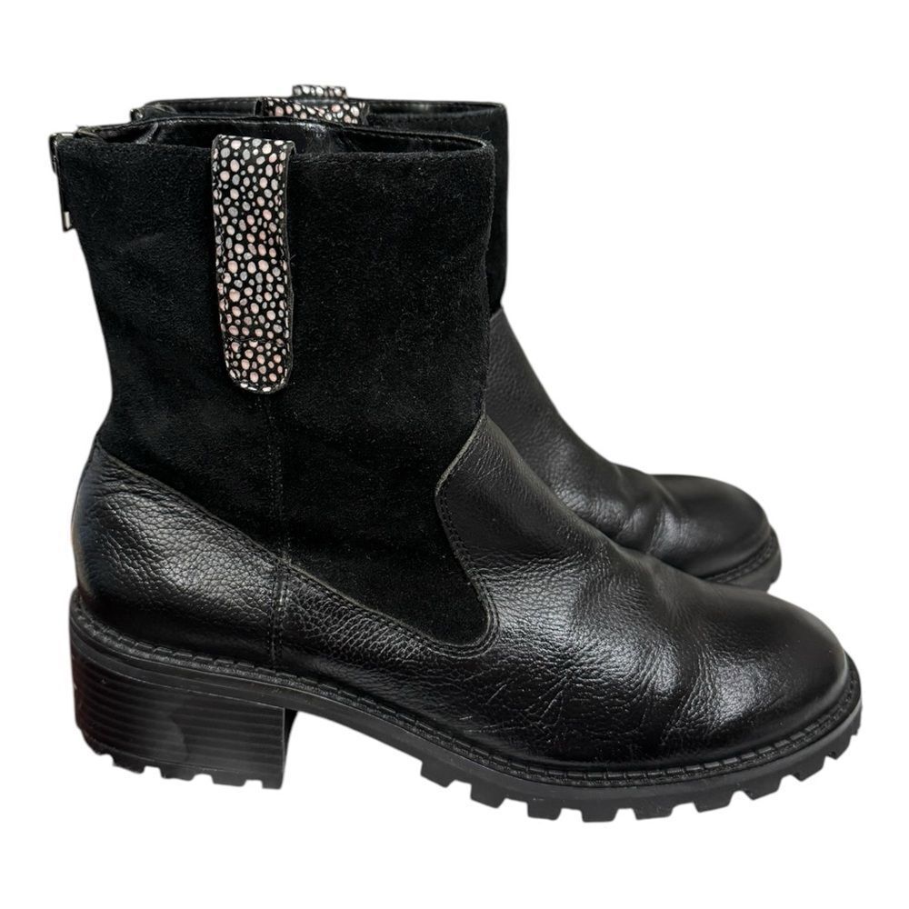 LOGO by Lori Goldstein Brandi Women's Black Leather Moto Boots 9.5